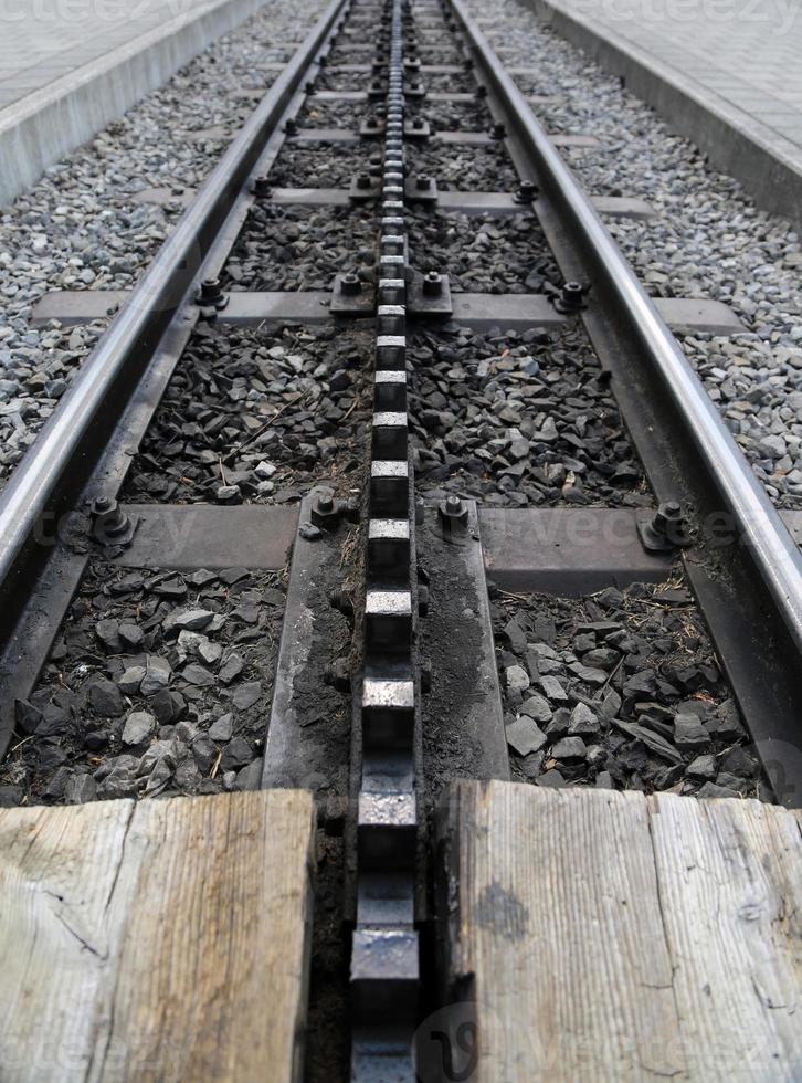 Closeup view at railroad photo