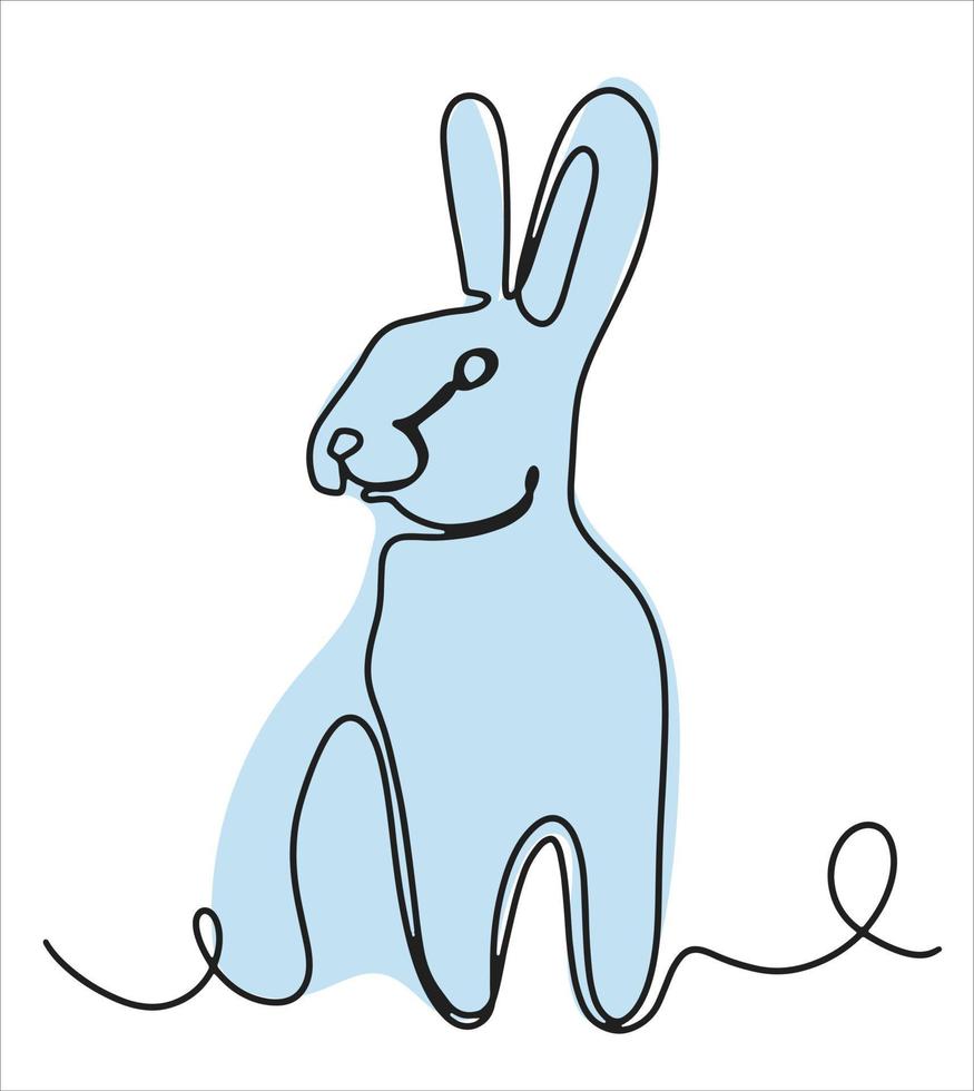 Rabbit symbol of the new year 2023 in a linear style. Cute hare for new year and easter. Chinese New Year card. Vector holiday illustration.