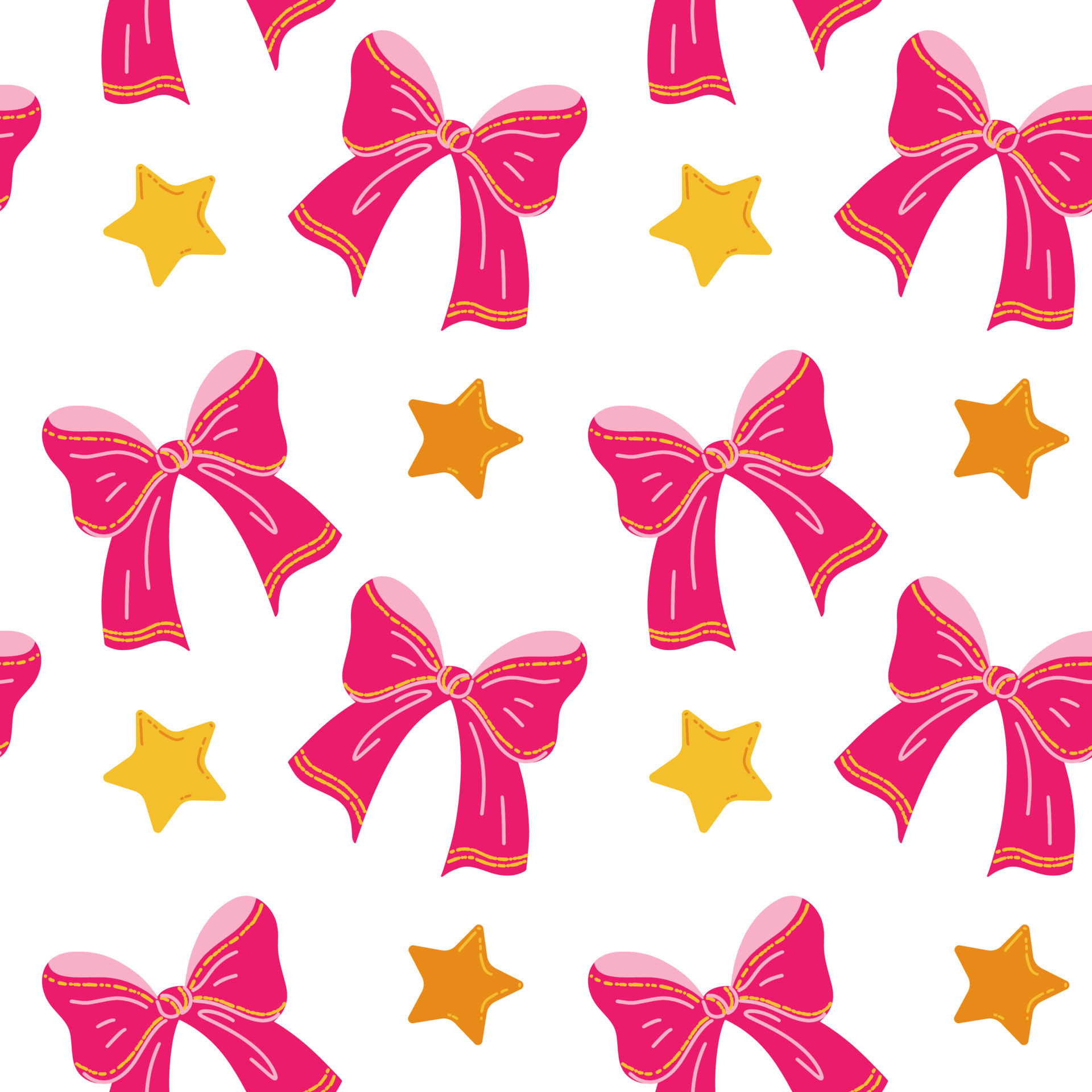 Vector seamless pattern with cute pink bows on white background