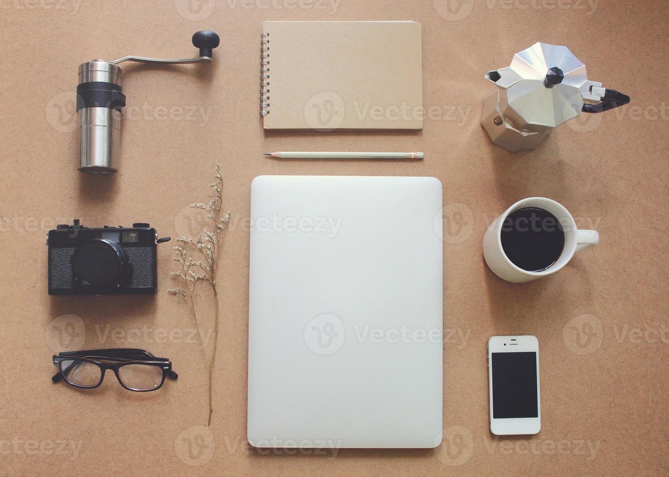 Workspace essentails gadget for creative hipster photo