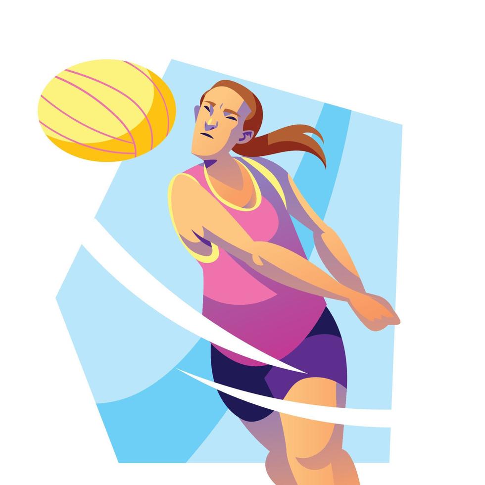 mujer poderosa jugadora de voleibol vector