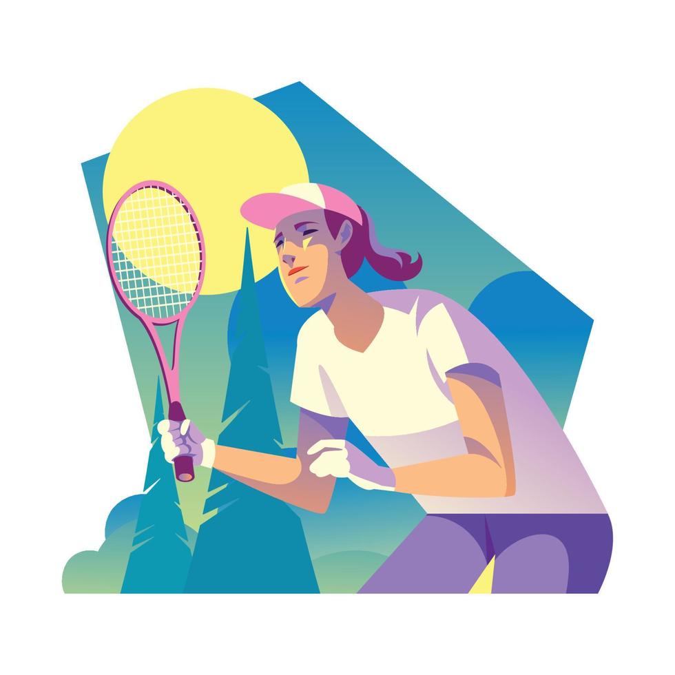 Young Female Tennis Player vector