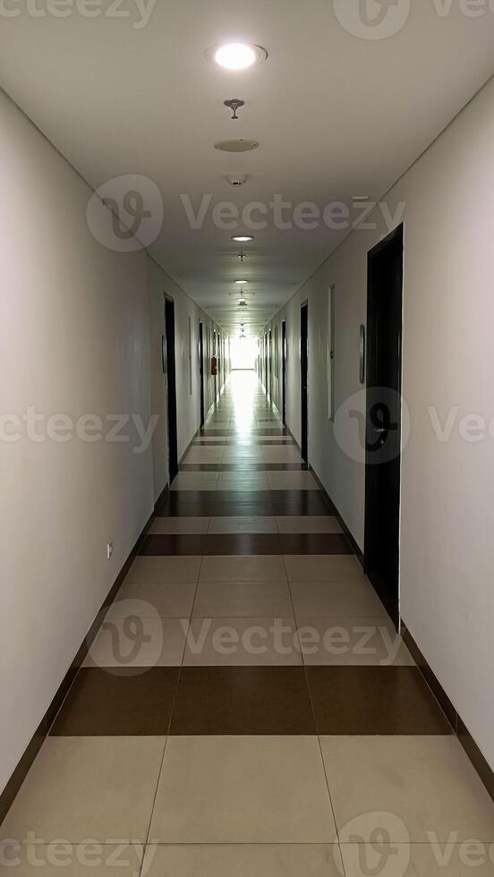 Long corridor of a apartment building. photo