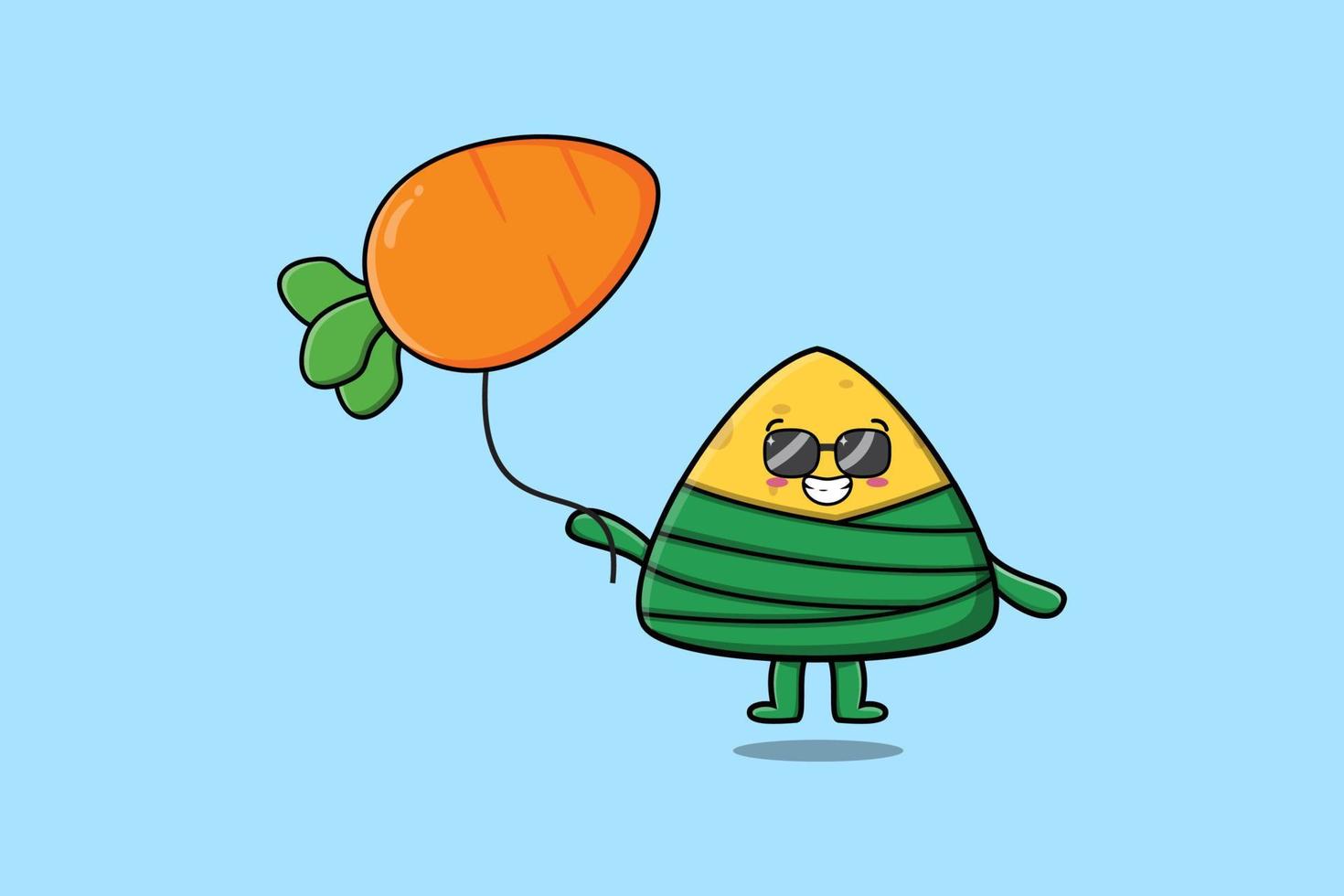 cartoon Chinese rice dumpling float with carrot vector