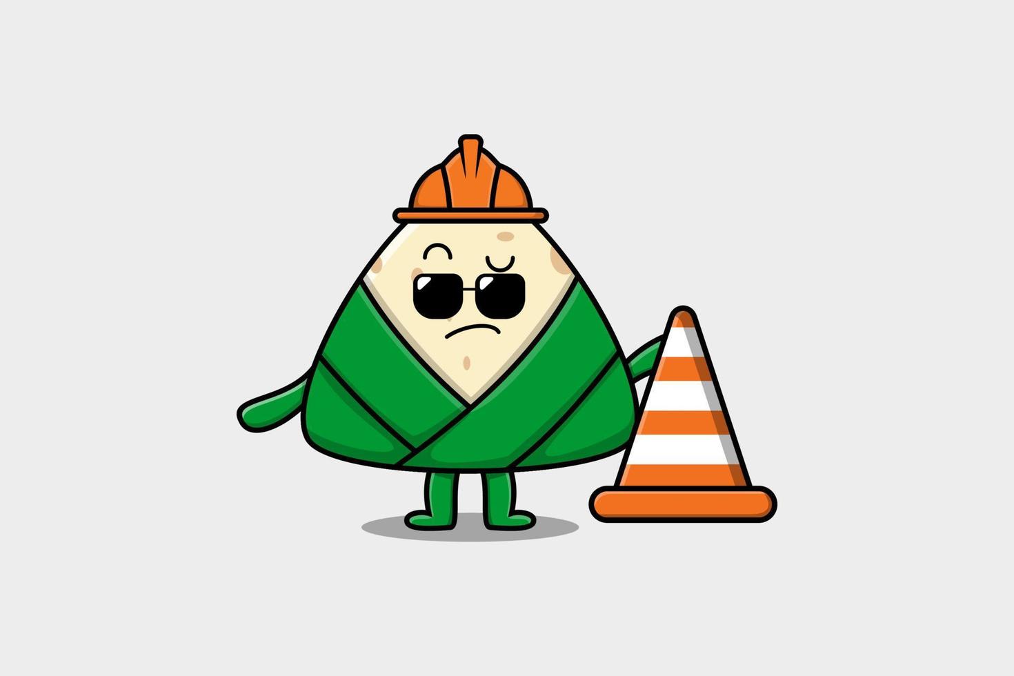 Construction worker Chinese rice dumpling vector