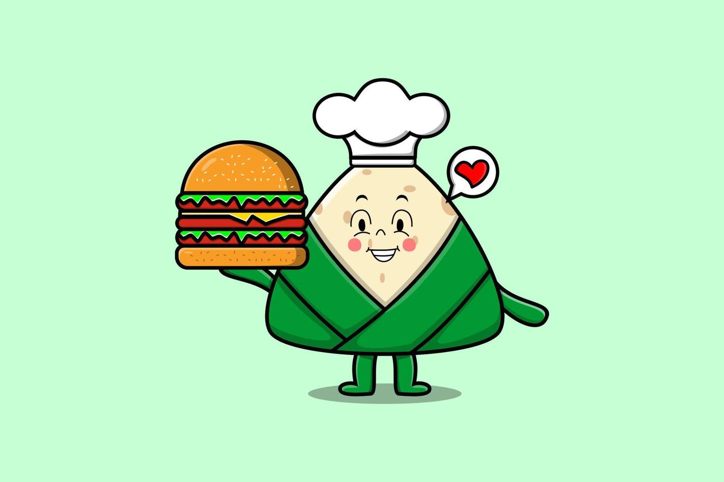 Cute cartoon Chinese rice dumpling chef vector