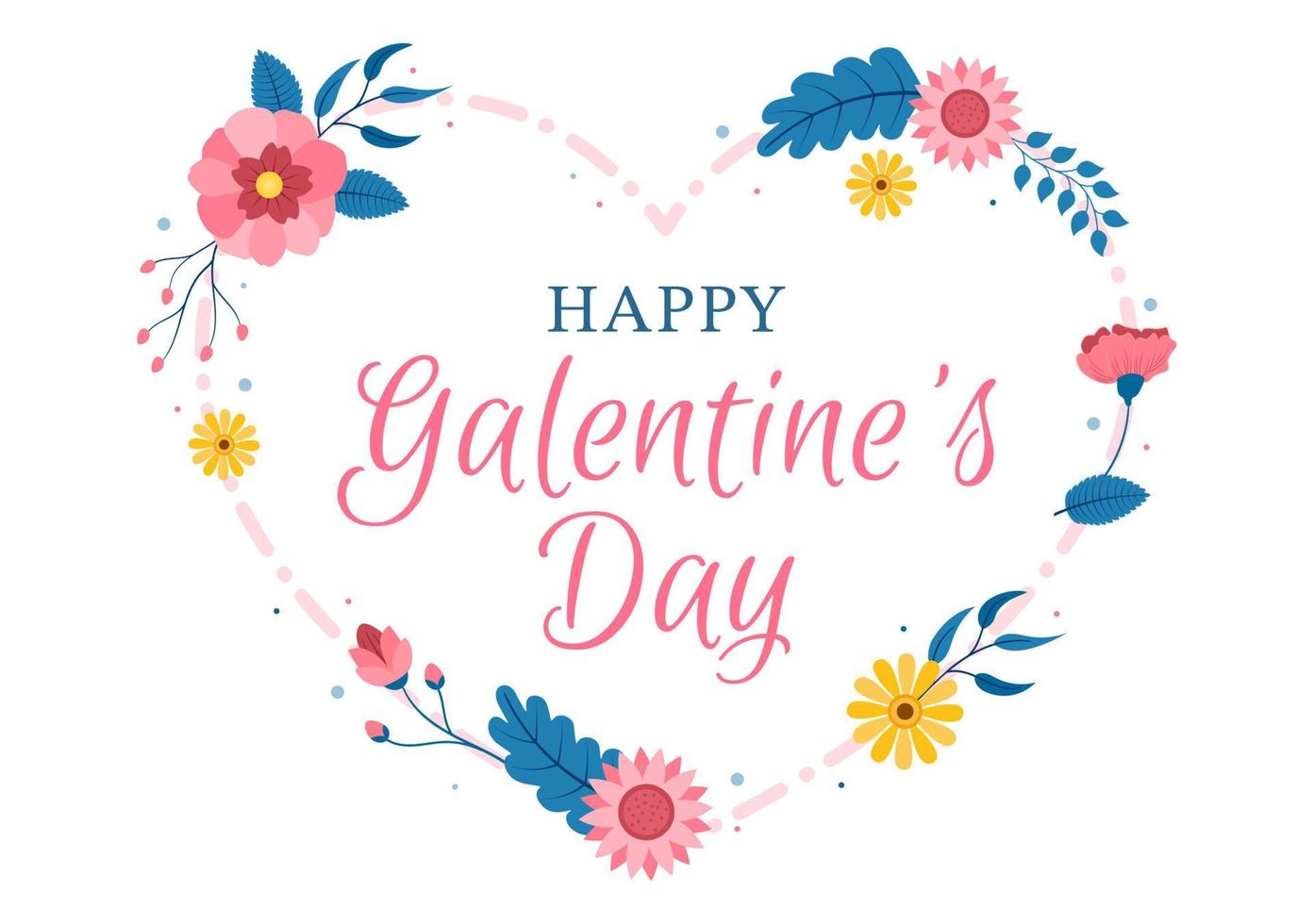 Happy Galentine's Day on February 13th with Celebrating Women Friendship for Their Freedom in Flat Cartoon Hand Drawn Template Illustration vector