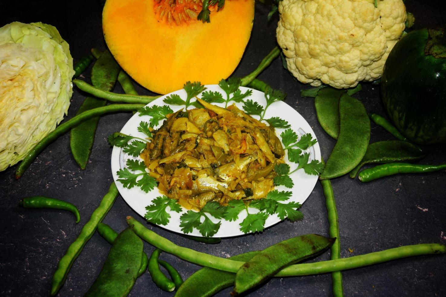 Traditional  Indian Small Fish Curry. Location - Bogura, Bangladesh. Date - 17 November 2022 photo