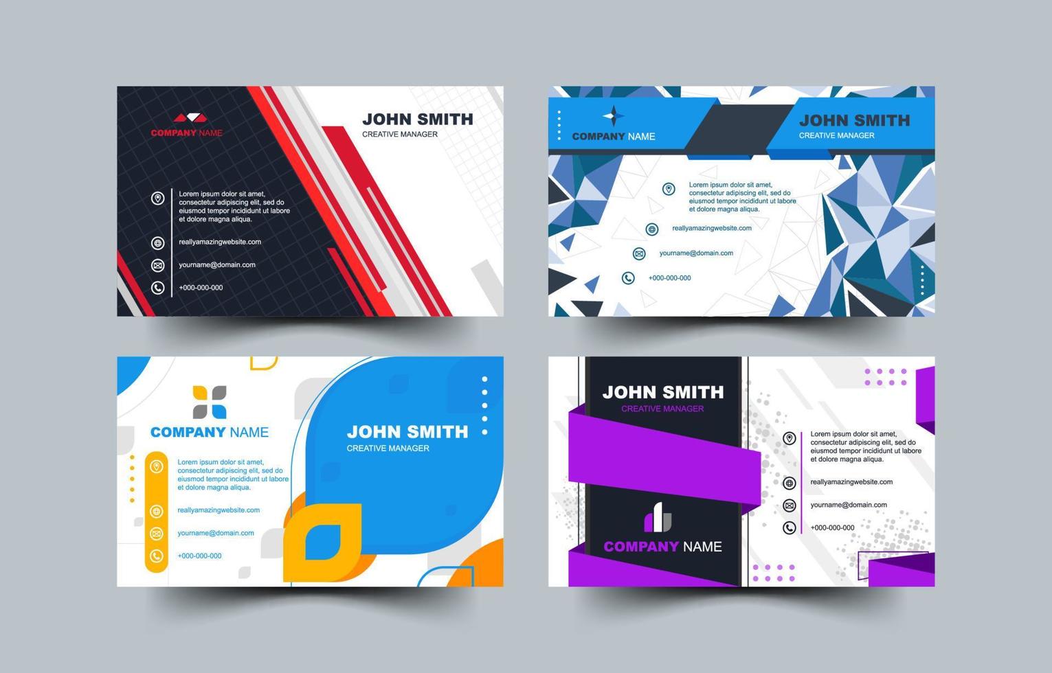 Elegant Business Card Collection with Flat Color Concept vector