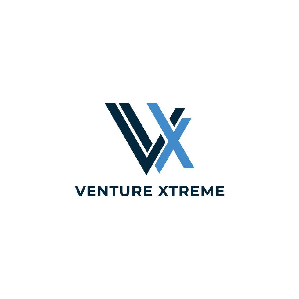 logotipo de letra inicial abstracta vx o xv en color azul aislado en fondo blanco aplicado para el logotipo de empresa deportiva también adecuado para las marcas o empresas que tienen el nombre inicial xv o vx. vector