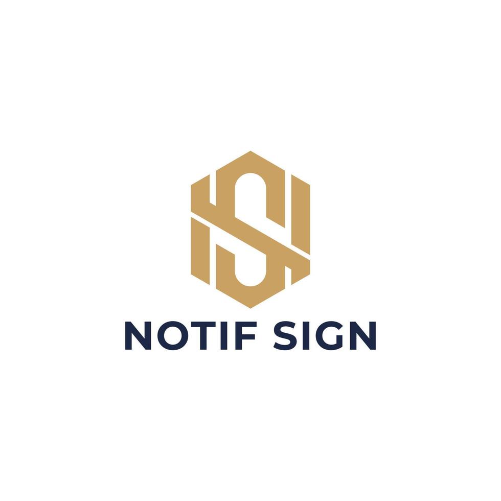 Abstract initial letter NS or SN logo in gold color isolated in white background applied for human resources company logo also suitable for the brands or companies have initial name SN or NS. vector