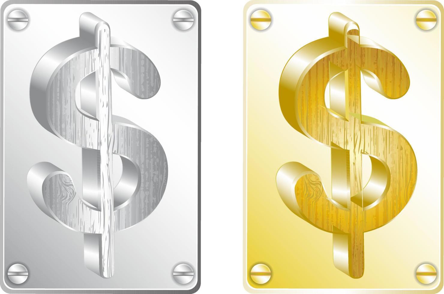 gold and silver dollar currency symbol vector