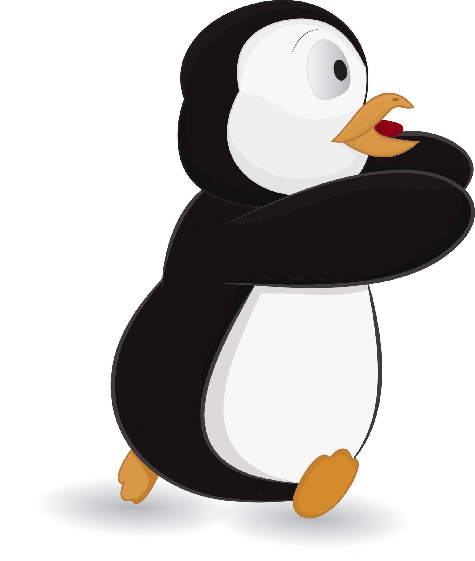 cartoon penguin character with scary running expression 14909799 Vector