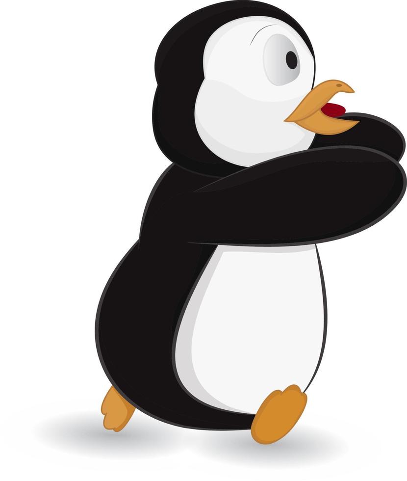 personaje de pingüino de dibujos animados con expresión de miedo corriendo vector