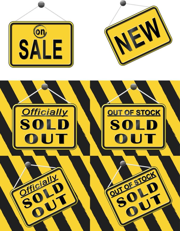 sell and sold out sign vector