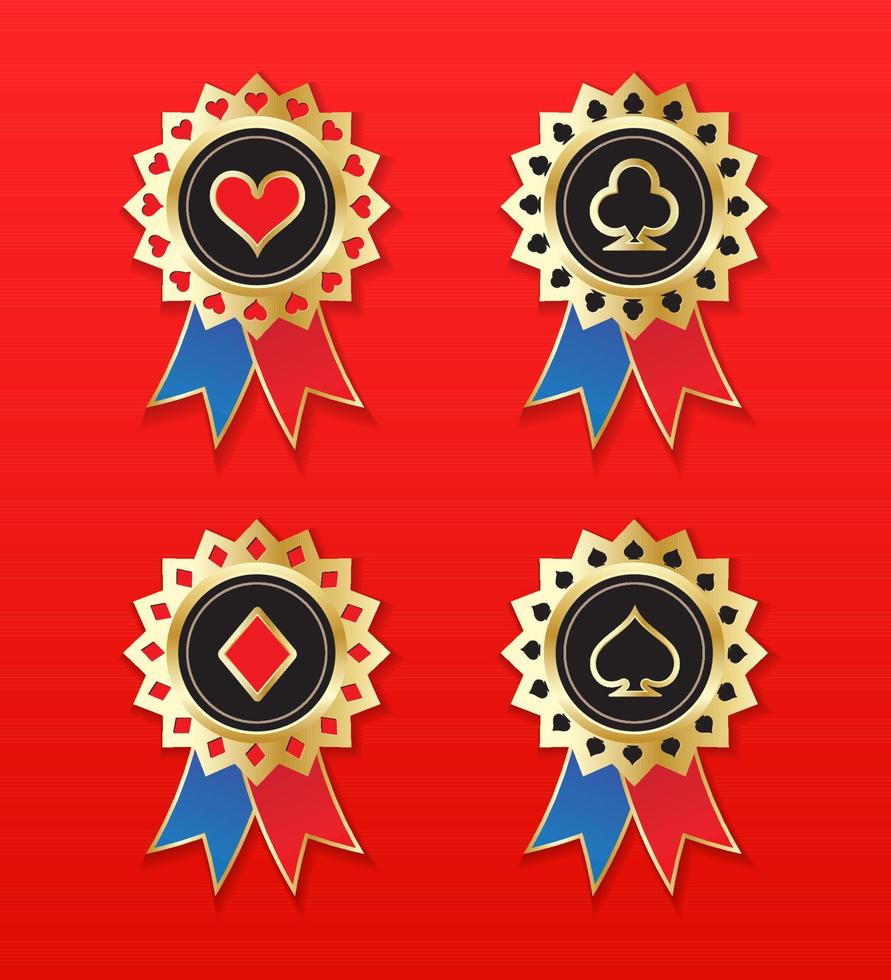 set of golden badge card icon symbol vector