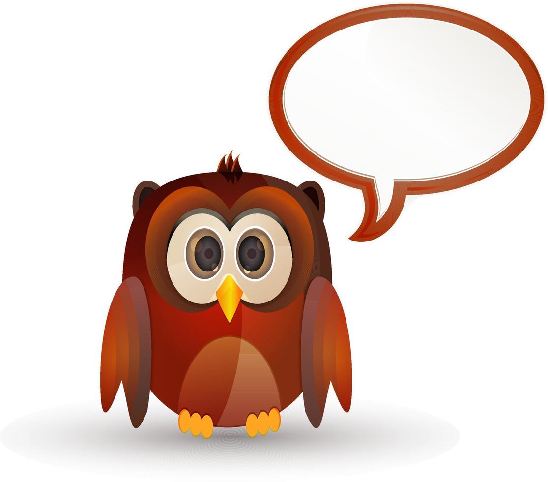 brown owl wuth empty bubble speech vector