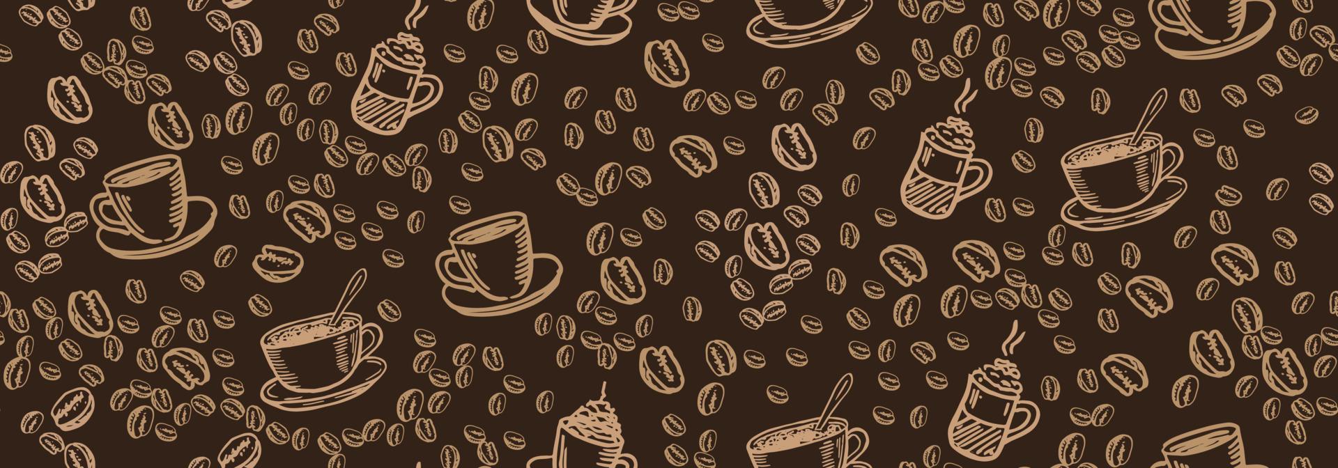 Beans and Coffee Cup hand drawn style. Vector illustration.