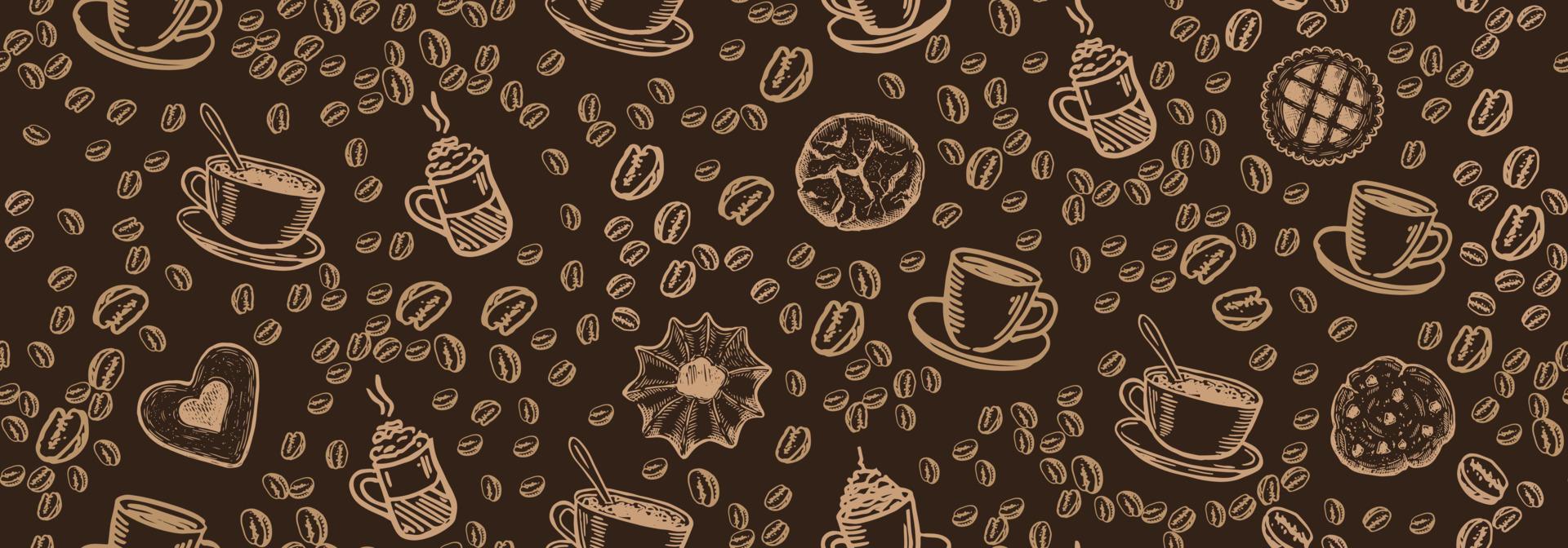 Beans and Coffee Cup hand drawn style. Vector illustration.