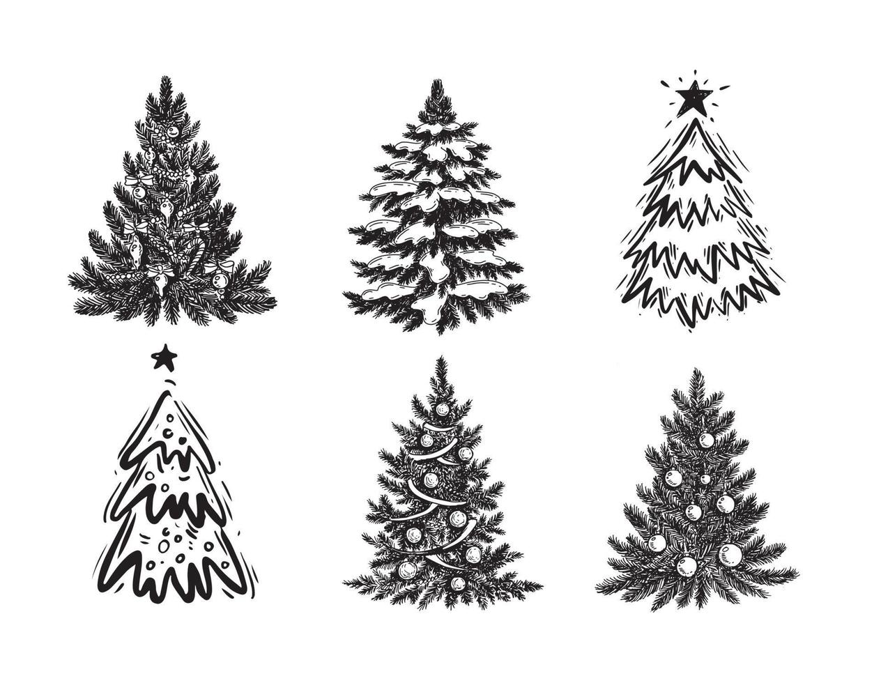 Christmas tree hand drawn illustration vector