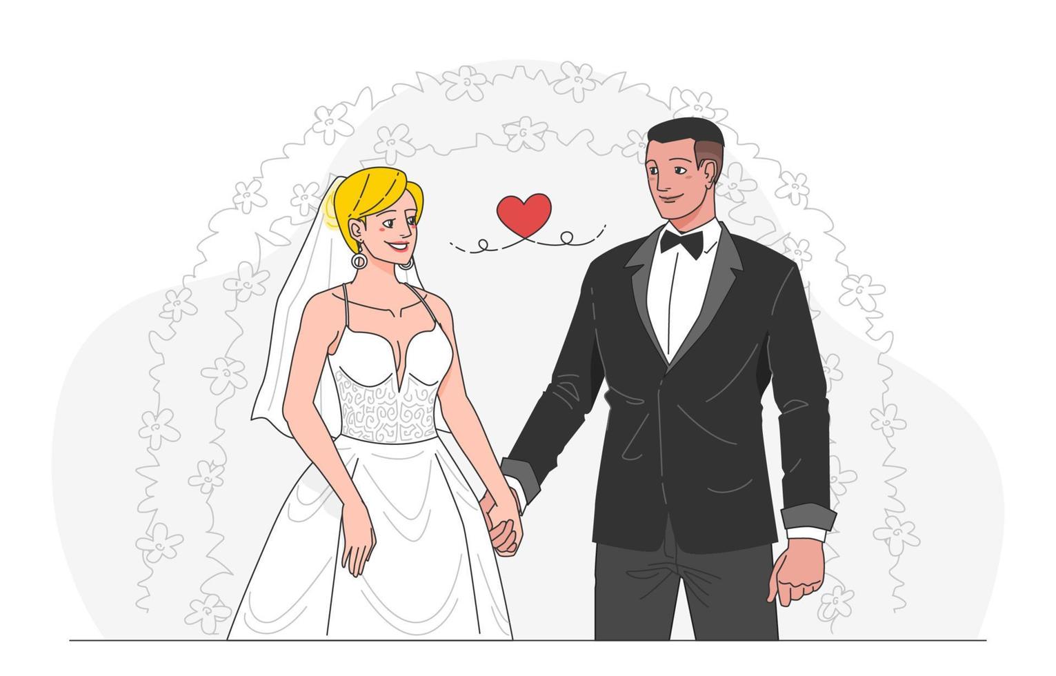 Marriage of the Sweetest Couple with Love in the Air vector