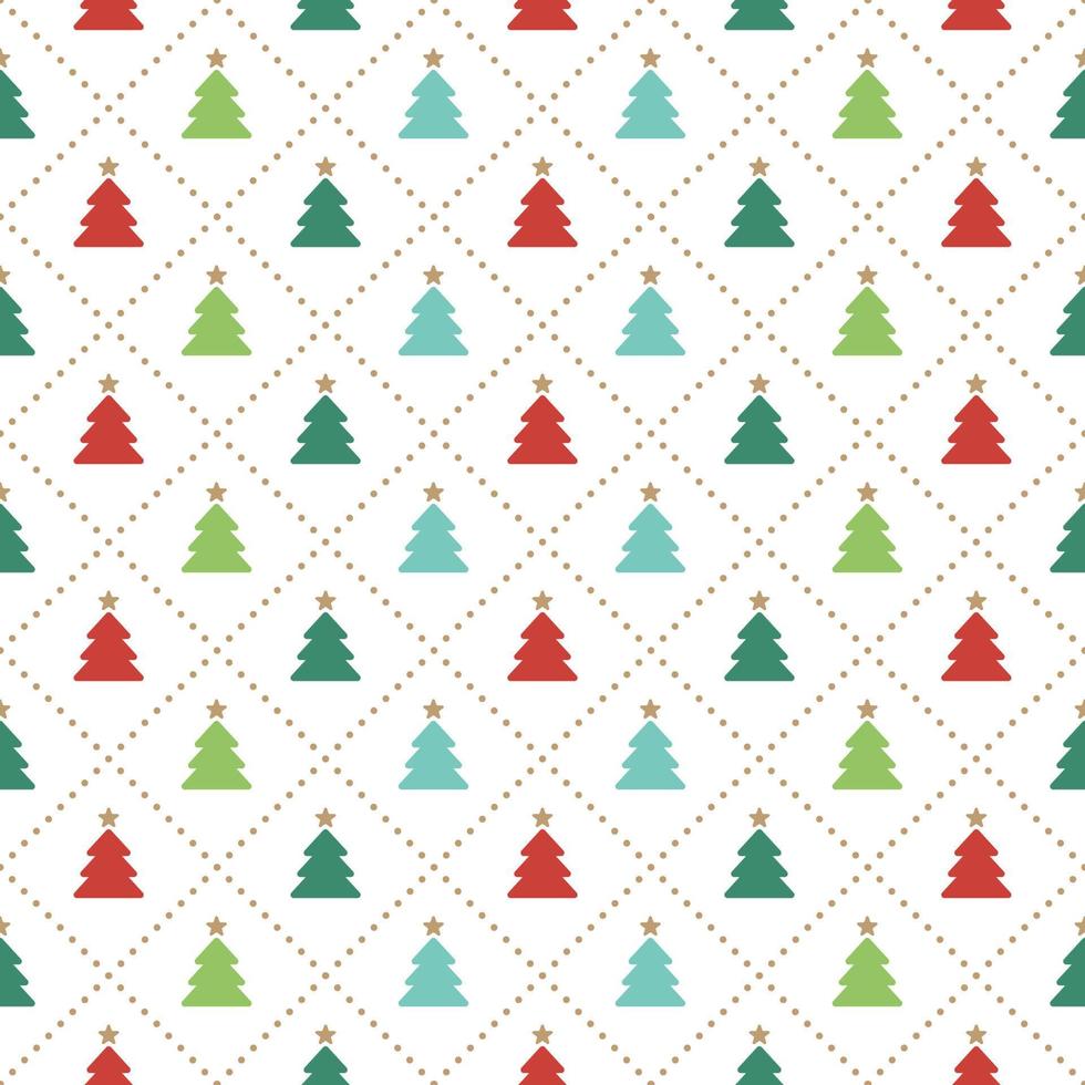 Cute Merry Christmas Tree Red Green Blue Christmas Tree Dash Line Diagonal Stripe Striped Line Tilt Checkered Plaid Tartan Buffalo Scott Gingham Background Seamless Pattern for Christmas Festival vector