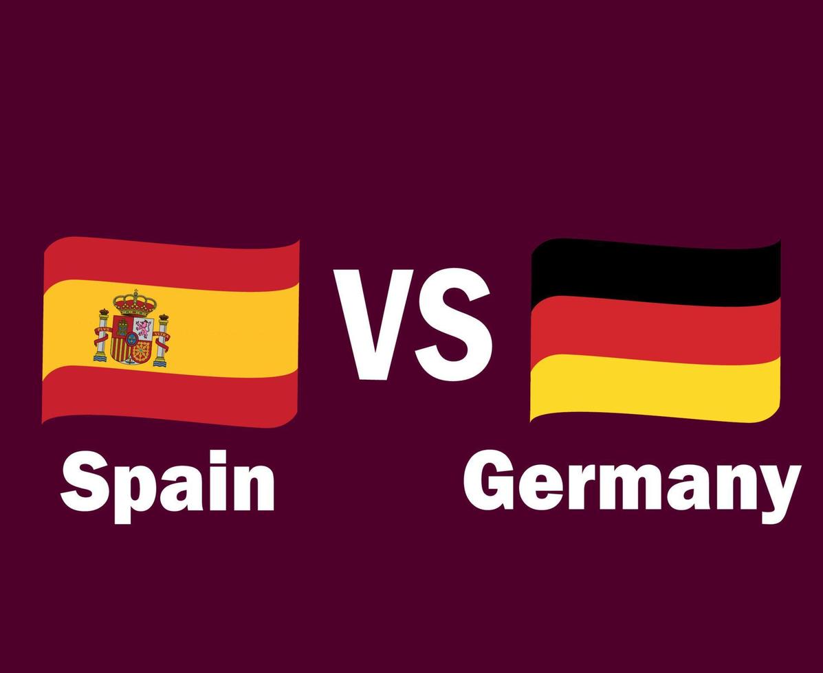 cinta de bandera de españa y alemania con diseño de símbolo de nombres vector final de fútbol de europa ilustración de equipos de fútbol de países europeos