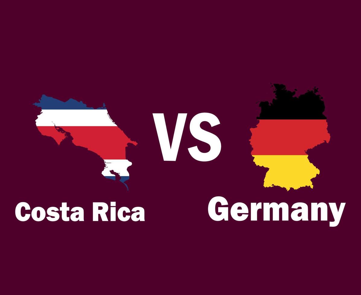 bandera de mapa de costa rica y alemania con diseño de símbolo de nombres ilustración de equipos de fútbol de países de américa del norte y europa vector final de fútbol de américa del norte y europa
