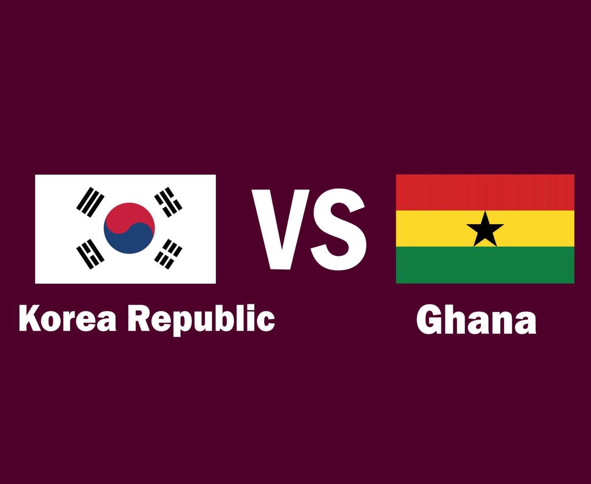 emblema de la bandera de corea del sur y ghana con diseño de símbolo de nombres ilustración de equipos de fútbol de países africanos y asiáticos de vector final de fútbol de áfrica y asia