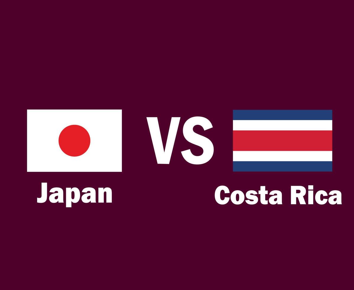 Japan And Costa Rica Flag Emblem With Names Symbol Design North America And Asia football Final Vector North American And Asian Countries Football Teams Illustration