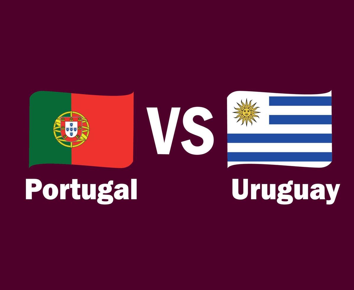 cinta de bandera de portugal y uruguay con diseño de símbolo de nombres ilustración de equipos de fútbol de países europeos y latinoamericanos vector final de fútbol de europa y américa latina