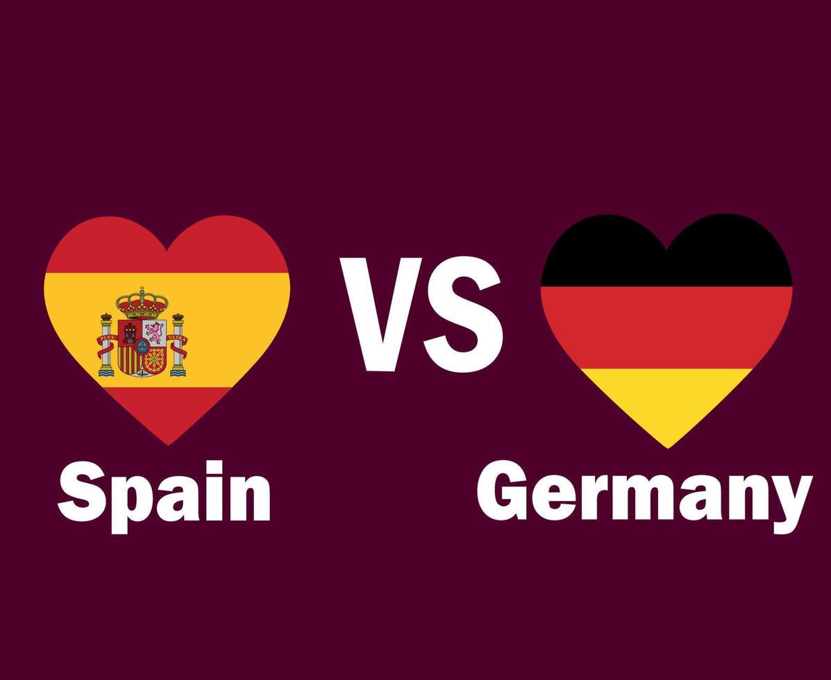Spain And Germany Flag Heart With Names Symbol Design Europe football Final Vector European Countries Football Teams Illustration