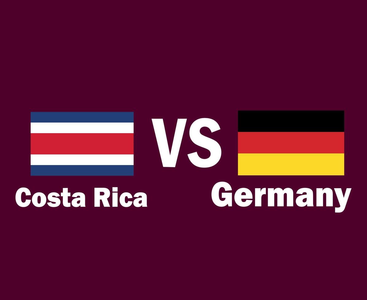 emblema de la bandera de costa rica y alemania con diseño de símbolo de nombres ilustración de equipos de fútbol de países de américa del norte y europa vector final