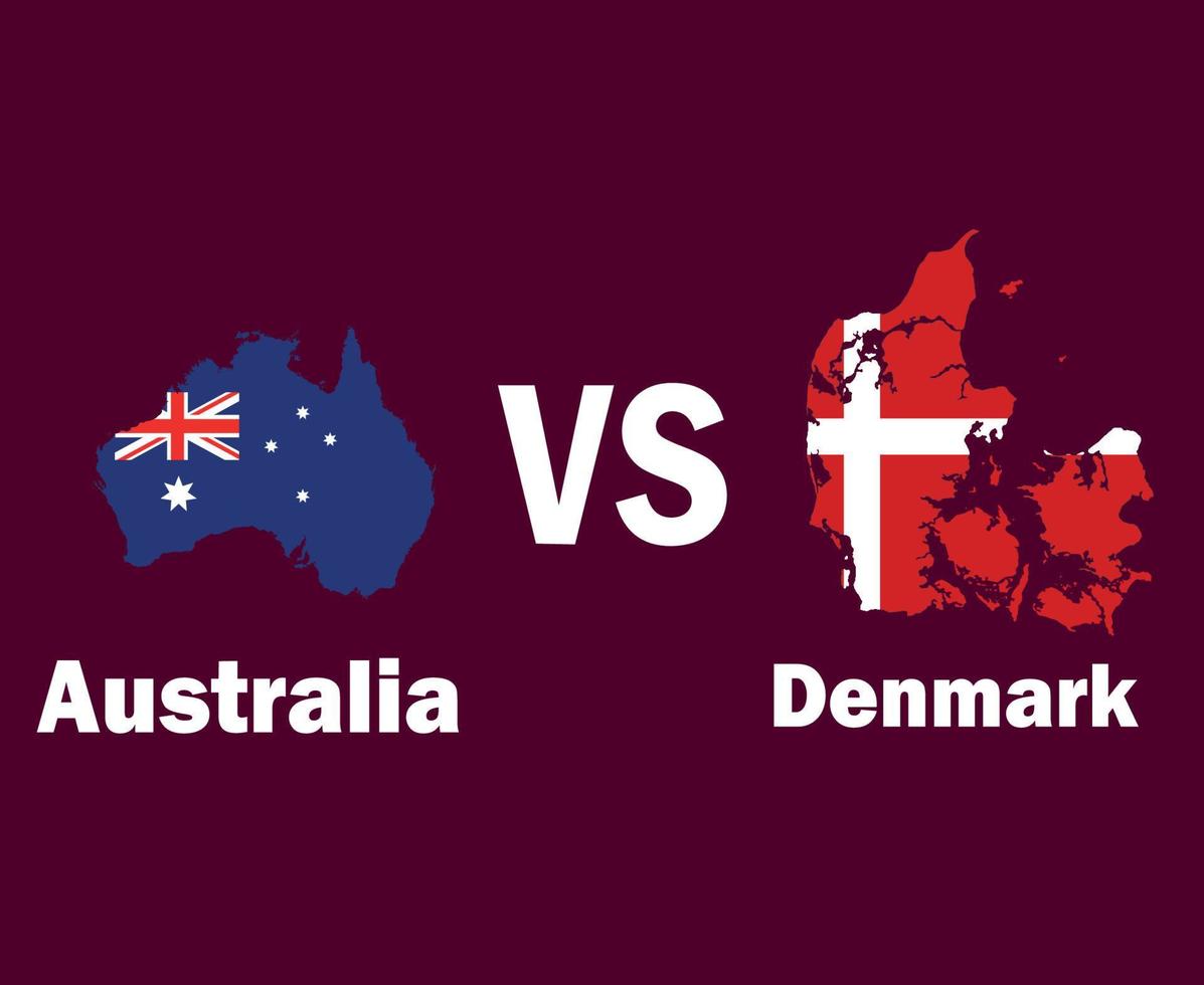 Australia And Danemark Map Flag With Names Symbol Design Asia And Europe football Final Vector Asian And European Countries Football Teams Illustration