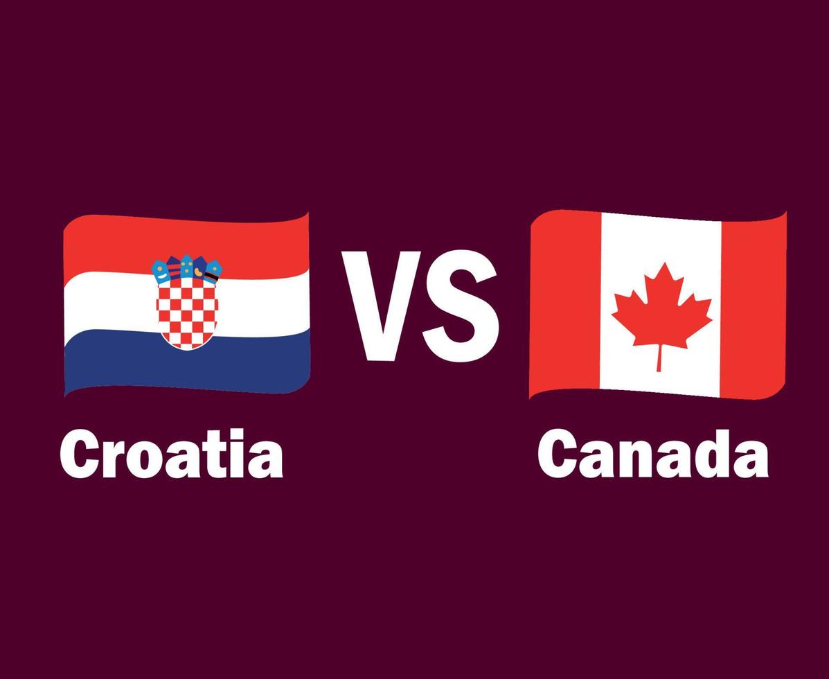 Croatia And Canada Flag Ribbon With Names Symbol Design Europe And North America football Final Vector European And North American Countries Football Teams Illustration