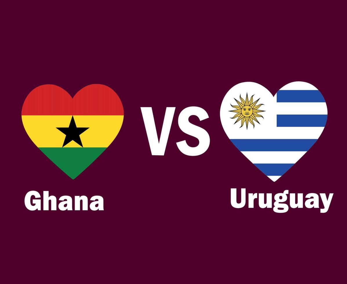 Ghana And Uruguay Flag Heart With Names Symbol Design Latin America And Africa football Final Vector Latin American And African Countries Football Teams Illustration