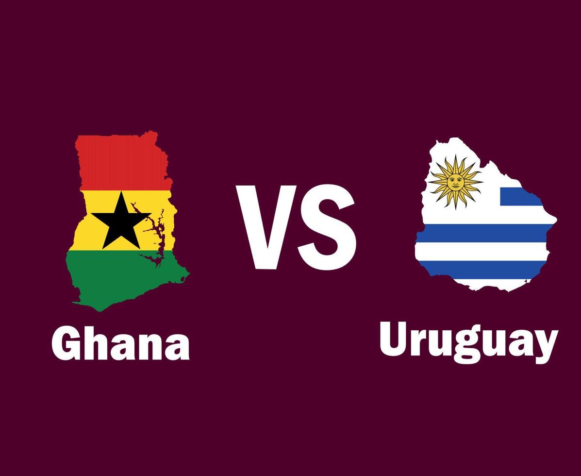 bandera de mapa de ghana y uruguay con diseño de símbolo de nombres ilustración de equipos de fútbol de países latinoamericanos y africanos vector final de fútbol de américa latina y áfrica
