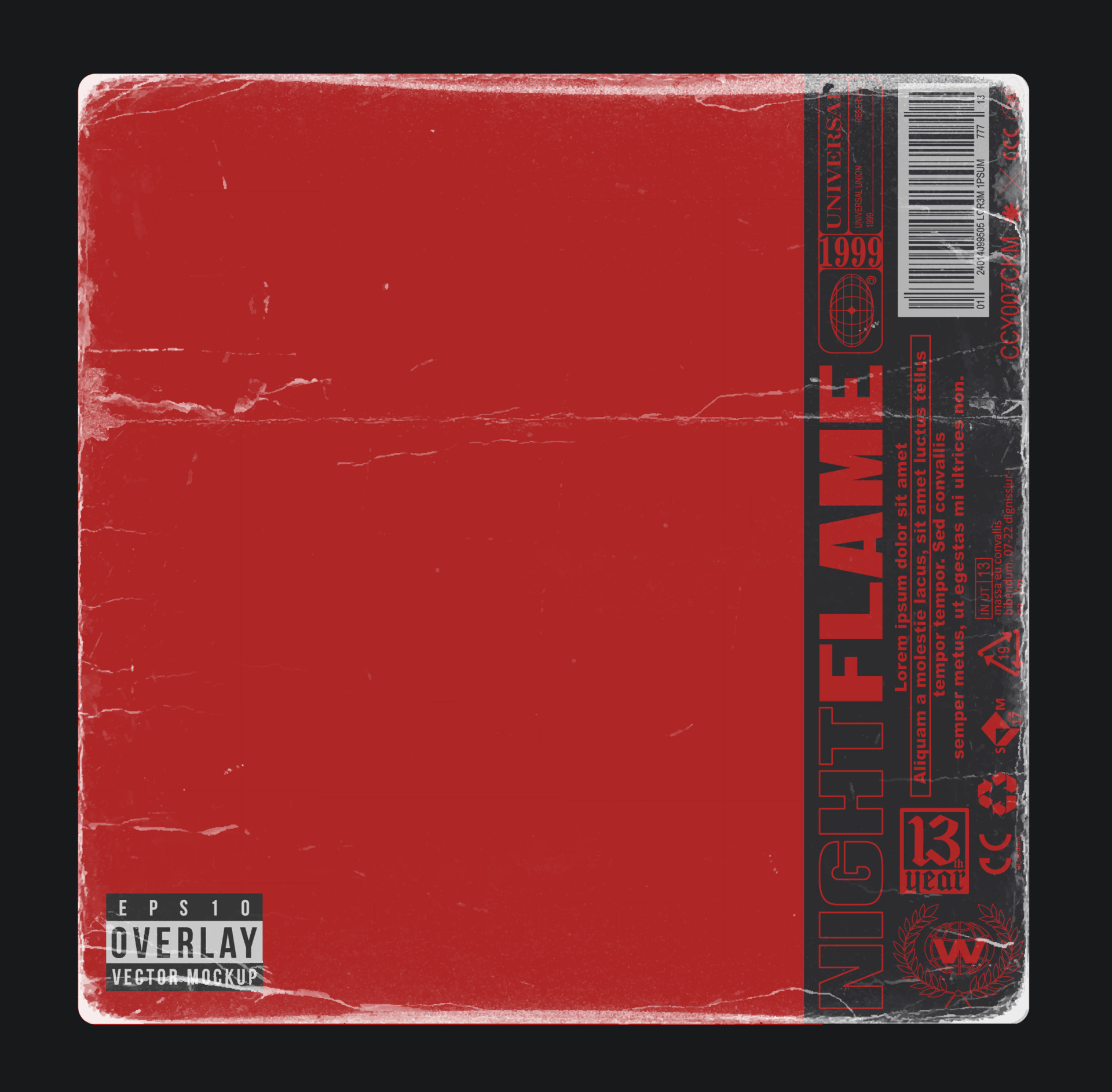 Realistic distressed edge paper texture overlay for album cover art