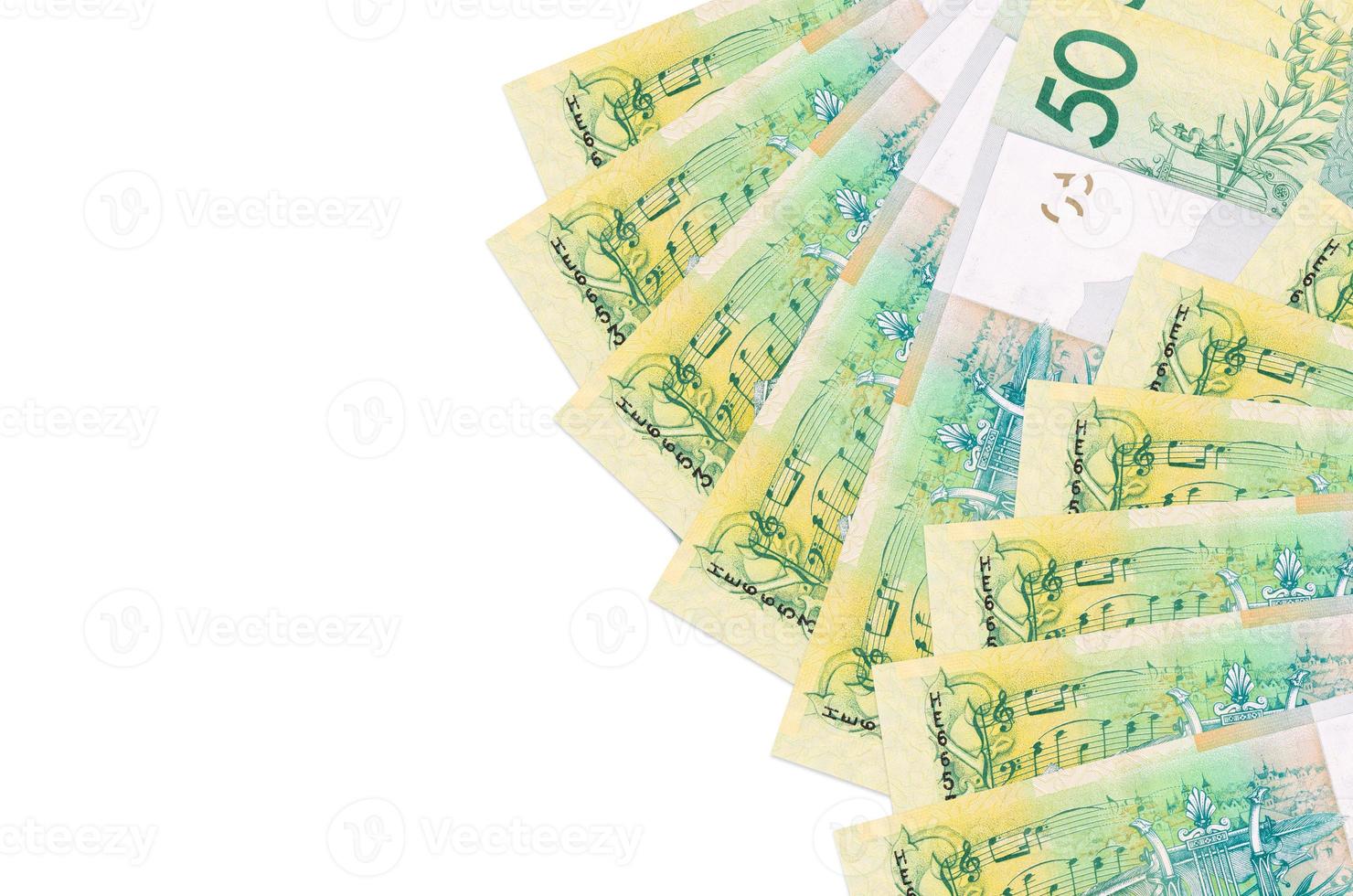 50 Belorussian rubles bills lies isolated on white background with copy space. Rich life conceptual background photo