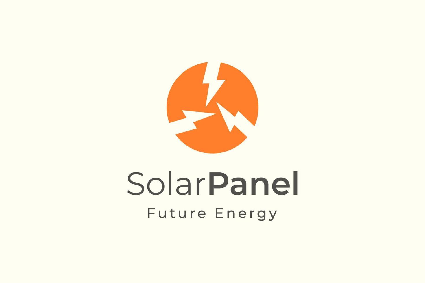 logotipo de energía del panel solar con forma simple y moderna para la empresa de fabricación e instalación de electricidad vector