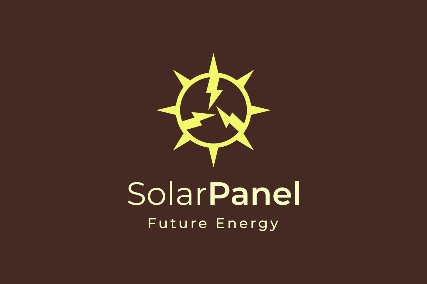 Solar panel energy logo with simple and modern shape for electricity manufacturing and installation company vector