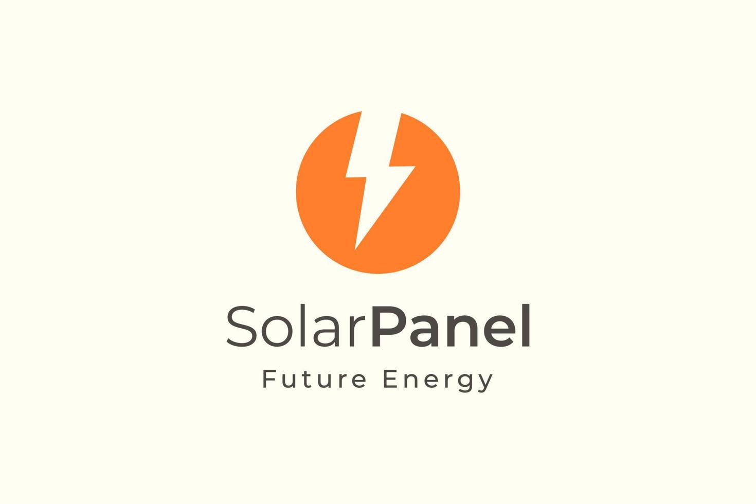 logotipo de energía del panel solar con forma simple y moderna para la empresa de fabricación e instalación de electricidad vector