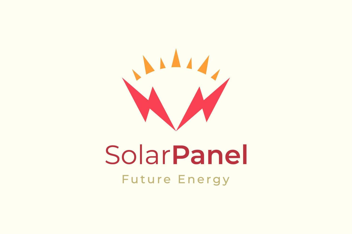 logotipo de energía del panel solar con forma simple y moderna para la empresa de fabricación e instalación de electricidad vector