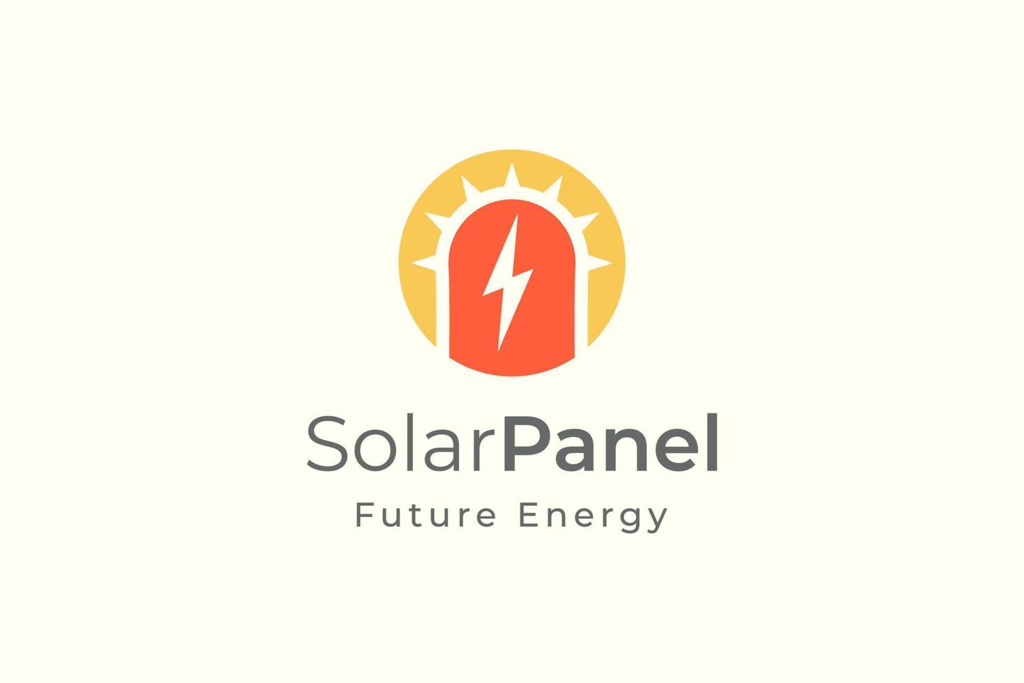 Solar panel energy logo with simple and modern shape for electricity manufacturing and installation company vector