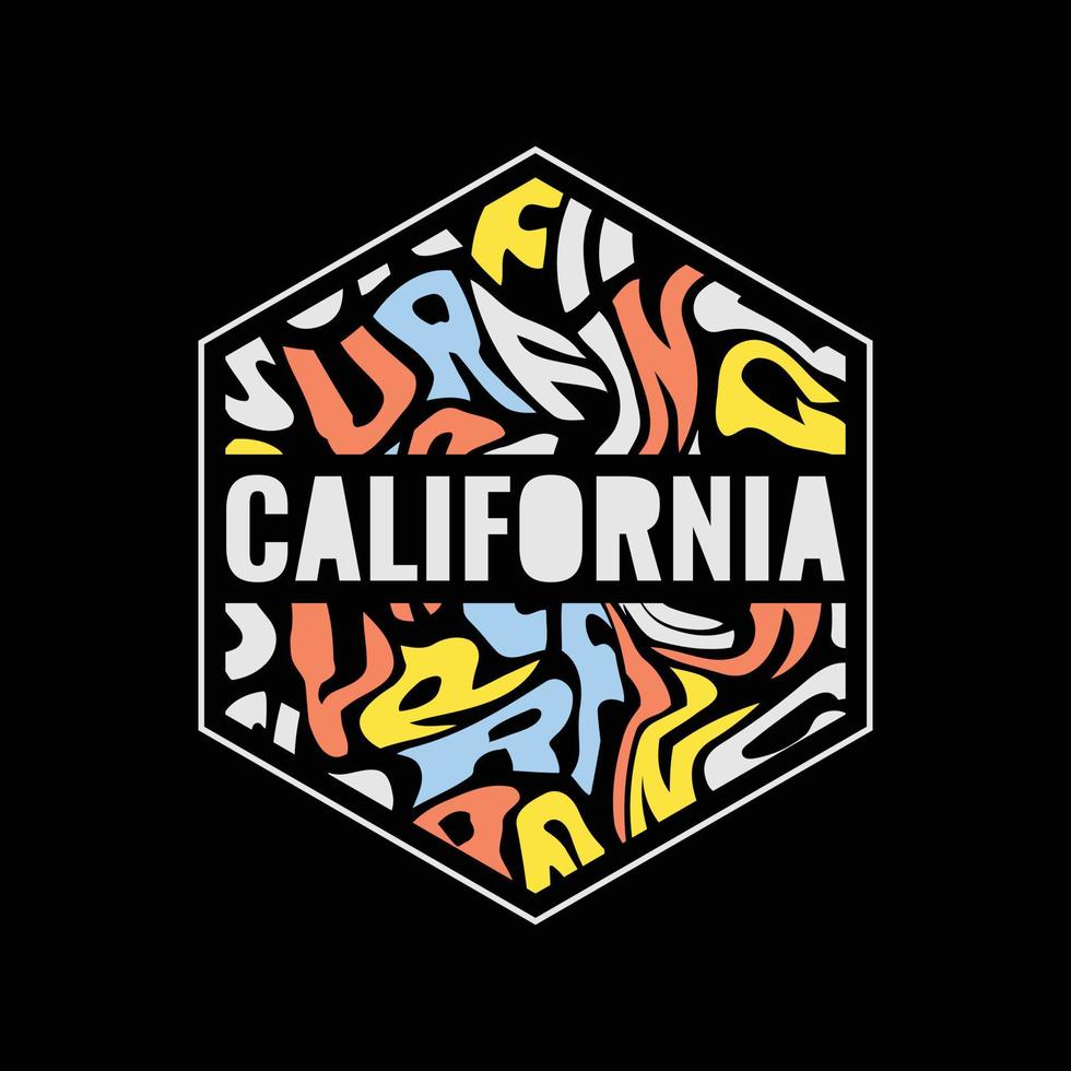 tipografía de ilustración de surf de california. perfecto para diseñar camisetas, camisetas, sudaderas con capucha, afiches, estampados vector