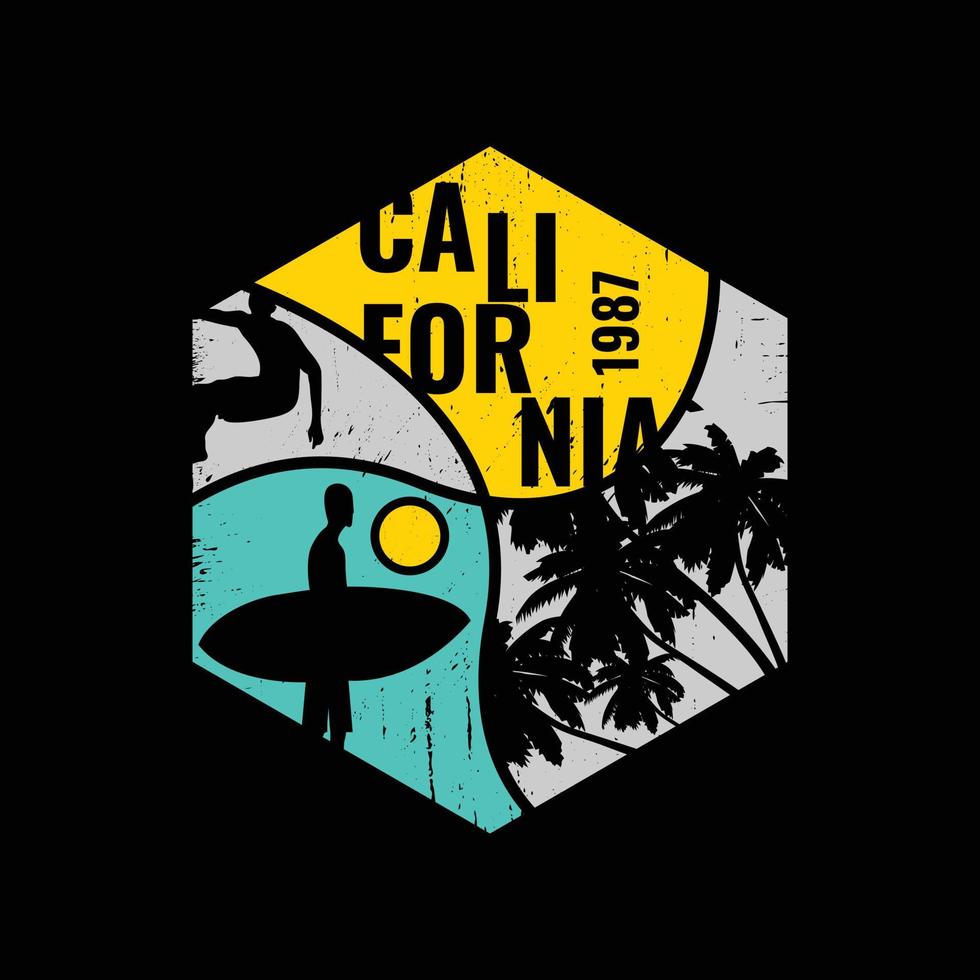California surfing illustration typography. perfect for t shirt design vector