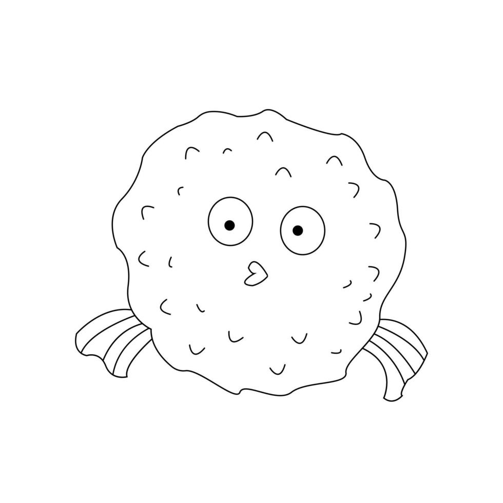 Continuous curve one line drawing of cute puffer fish. Vector illustration of very agile swimmer fish for logo,wall decor and poster print decoration