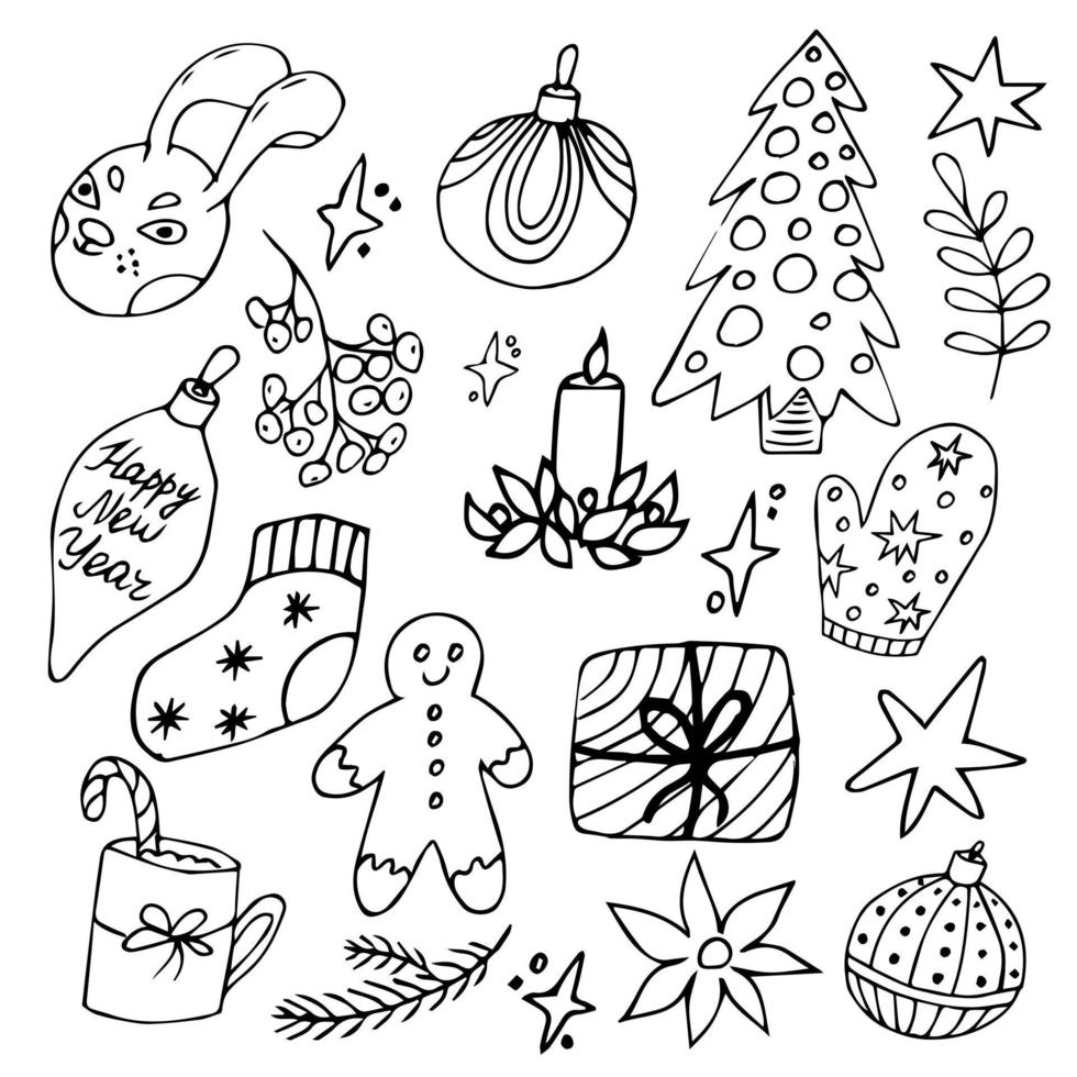 Doodle Christmas New Year writting hands 14910707 Vector Art at Vecteezy