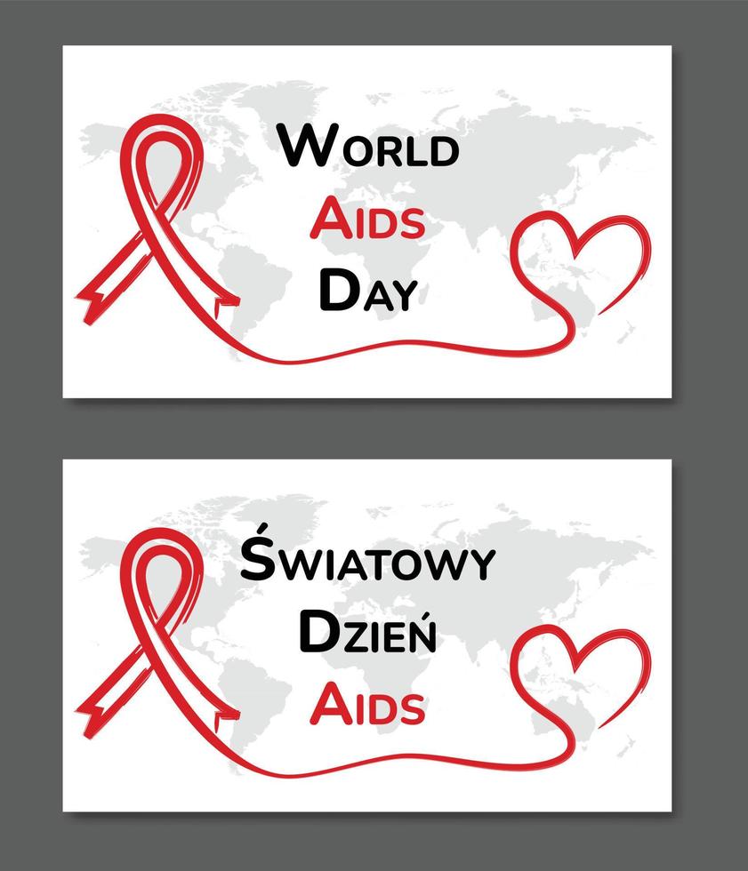 World Aids Day. English and polish. Vector design.