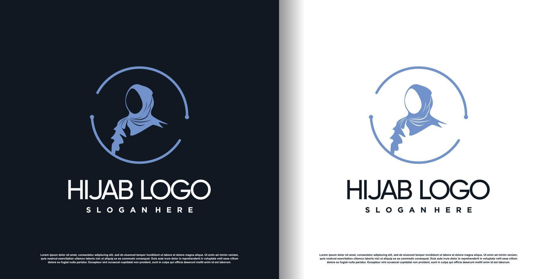 hijab logo with creative style concept premium vector